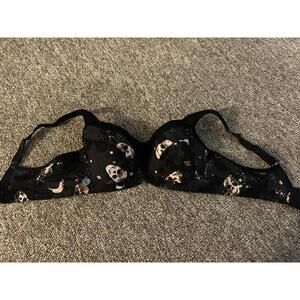 Torrid Active 40C Black Bra with Skull and Moon Print